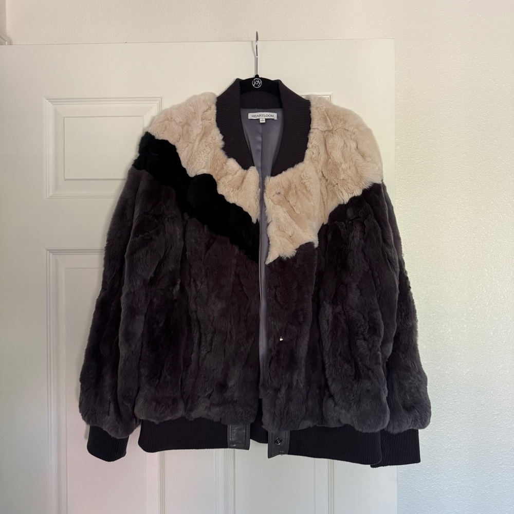Heartloom Fur Teddy Jacket in Black and Cream